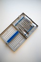 KIT DE CIRUGIA IMPLANTOLOGICA PERIODONTAL CON CASETTE METÁLICO GRIS