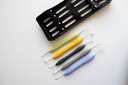 KIT DE 5 ESPATULAS PARA COMPOSITE CON CASETTE PLASTICO DE REGALO
