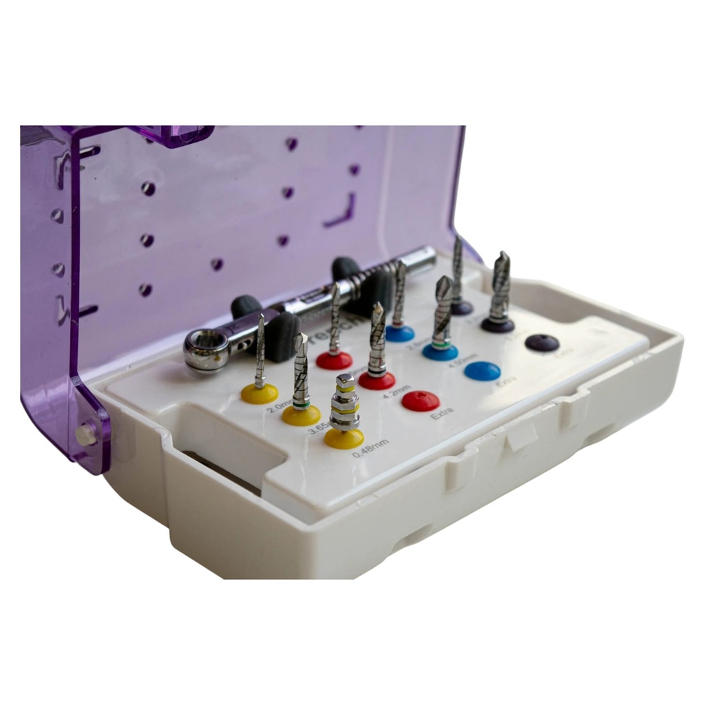 KIT DE FRESAS UNIVERSALES PARA IMPLANTES CON TORQUÍMETRO