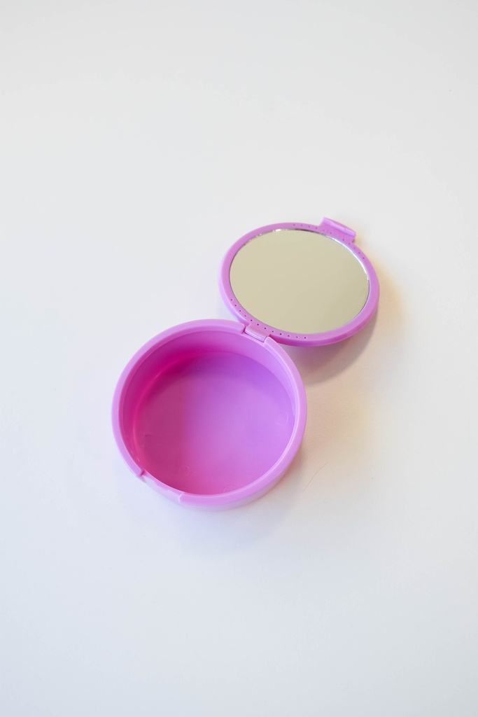 CAJA PORTA ALINEADORES ROSA CON ESPEJO