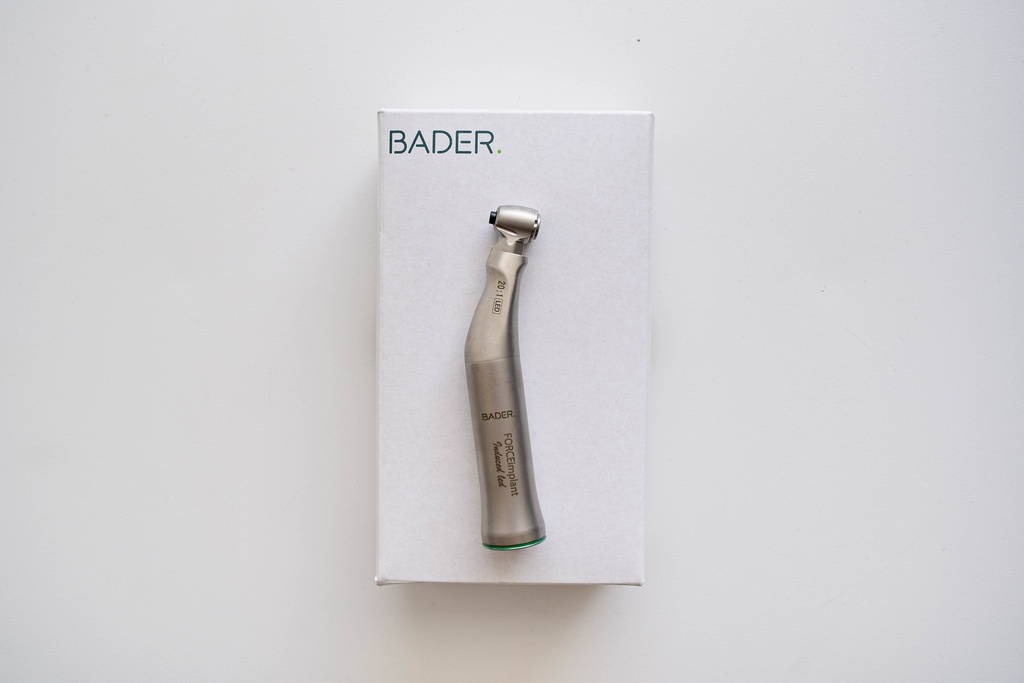 CONTRA ÁNGULO REDUCTOR FORCEIMPLANT 20:1 VERDE LUZ LED AUTOGENERADA