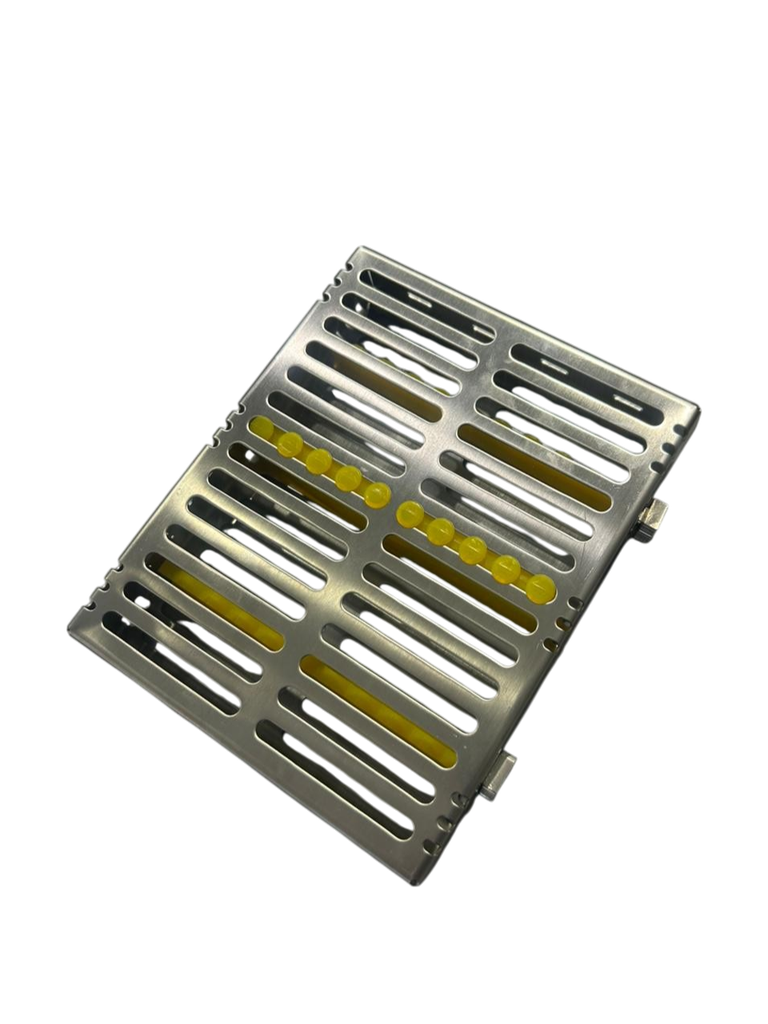 CASETTE METALICO PORTAINSTRUMENTOS 10PCS. AMARILLO