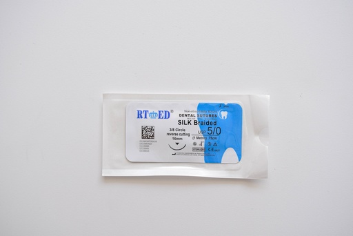 [SUT0003] SUTURA DE SEDA 5/0.75cm LONGITUD- AGUJA 3/8 DE CÍRCULO Y 16mm LARGO