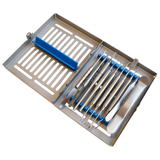 [K0003] CAJA DE CIRUGIA IMPLANTOLOGICA PERIODONTAL CON CASETTE METÁLICO GRIS