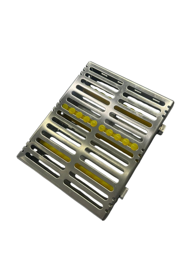 [BI-11/002] CASETTE METALICO PORTAINSTRUMENTOS 10PCS. AMARILLO