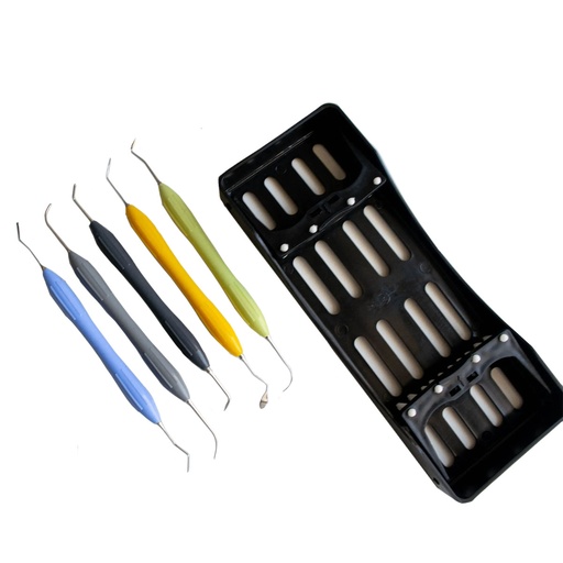 [C0212] KIT DE 5 ESPATULAS PARA COMPOSITE CON CASETTE PLASTICO DE REGALO