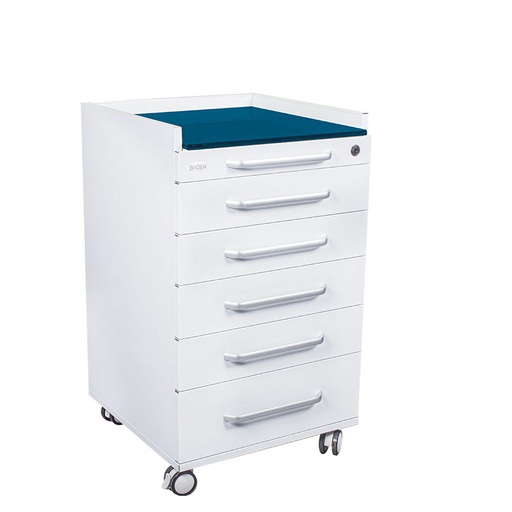 [P10027] MUEBLE RODANTE CON CAJONERA Y TAPA DE CRISTAL MODELO EROS