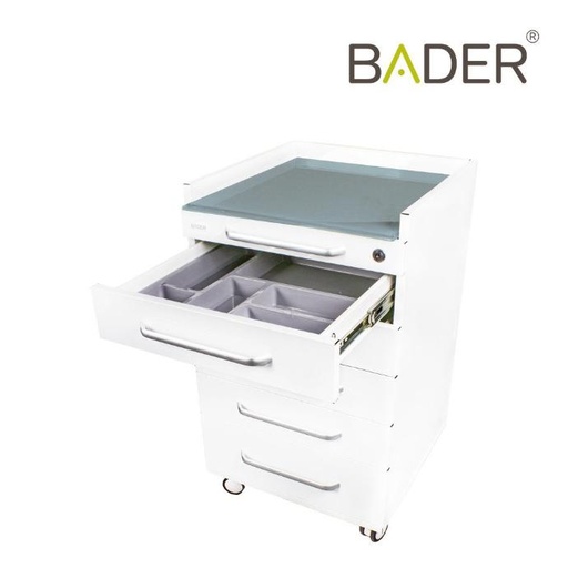 [P10027] MUEBLE RODANTE CON CAJONERA Y TAPA DE CRISTAL MODELO EROS